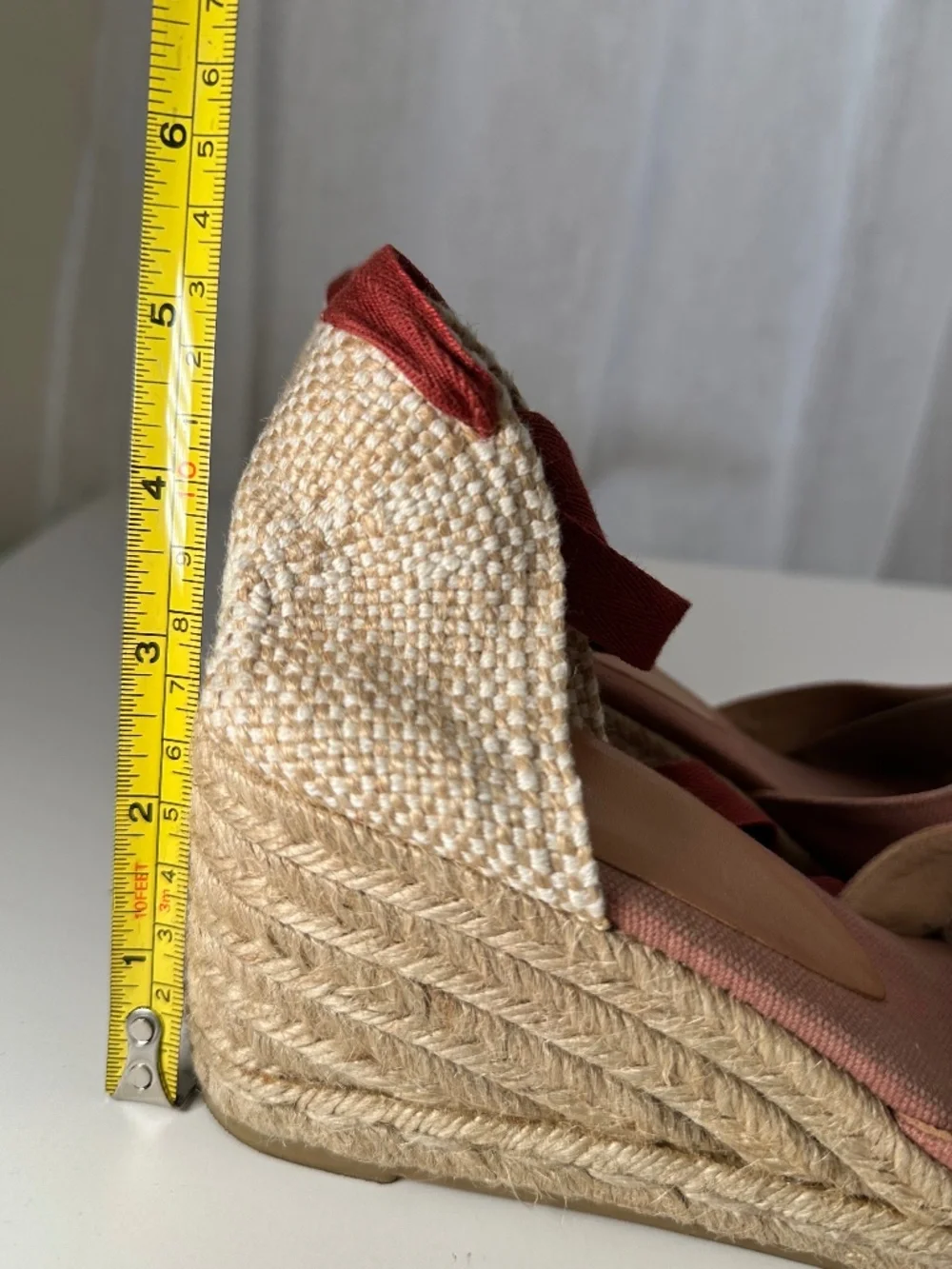 Castañer Carina Wedge Espadrilles in Dusty Rose Pink with tie straps size 38